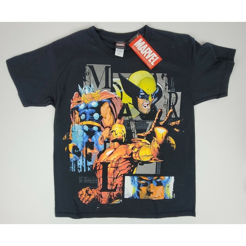 2010 Mad Engine Marvel-THOR- IRON MAN- WOLVERINE Adult XS (youth XL) BLACK NEW!